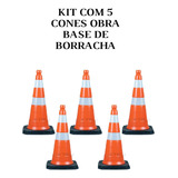 5 Cone Semi Flexivel Obra Refl 75 Cm Base De Borracha Bco/la