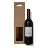 5 Embalagem Kraft Sacola Com Visor Para Garrafa Vinho Whisky