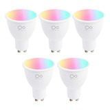 5 Lampada Led Smart Rgb Mult Cor Mr16 Gu10 Wifi Google Alexa