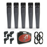 5 Mics Arcano Renius-7 Kit Cabos Xlr-p10 Cachimbos Maleta