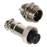 5 Par Conector Aviação Mini Circular Mike Gx12 Painel 2 Vias