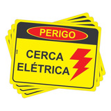 5 Placas Advertência Perigo Cuidado Cerca Elétrica Pvc