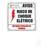 5 Placas De Advertência - Risco De Choque Elétrico - Enel
