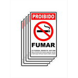 5 Placas Proibido Fumar Em Alumínio 23x18 Cm Lei Federal