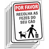 5 Placas Recolha Coco Fezes Cachorro Sinalização 20x15cm