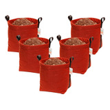 5 Vasos P/ Plantas De Feltro Com Alças 4 Litros King Pot Cor Vermelho