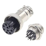 5 X Par De Conector Circular Gx16 Mike - 9 Vias Cor Prateado