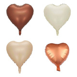 50 Balão Coração Tons Nude Sortidos Matte Metalizado 45cm