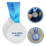 50 Medalhas De Acrílico 6cm Personalizadas Com Fita Lisa 