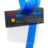 50 Medalhas Quadradas 6cm Acrílico Cristal 2mm C/ Fita Azul