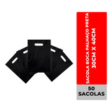 50 Sacolas Plásticas 30x40 Boca Palhaço Preta (com Brilho)