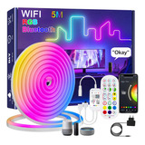 5m Fita Neon Led Wifi Rgb Fonte + Controle Compatível Alexa