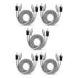 5x Cabo Rca 4mm 1 Metro Svart Cinza