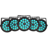 5x Refletor Parled 18x12w Rgbw Quadriled Dmx Slim Dj Festas
