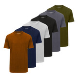 6 Camiseta Básica Masculina Camisa Lisa Cores Algodão
