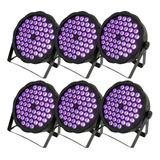 6 Canhao Refletor Led Par 64 Rgb 54 Leds 3w Dmx Dj Triled