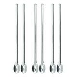 6 Colheres De Suco Inox Bailarina 30cm Mexer Jarra Longa