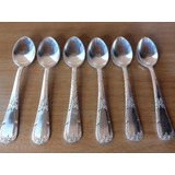 6 Colheres Prata Wolff Rosinha Café Antigas 10,5cm