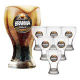 6 Copos Chopp Brahma Black Oficial 430ml Logo Bar Cerveja