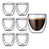 6 Copos Vidro Duplo Parede Dupla P Café Chá Água Drink 250ml