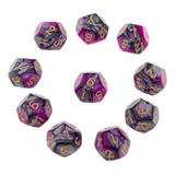 6 Dados Multi-sided Dice Polyhedron D12 Roxo + Cinza