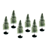 6 Mini Arvore Pinheiro Natal De Mesa Enfeite Nevada Ou Verde