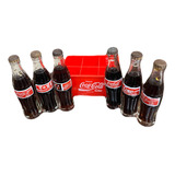 6 Mini Garrafinhas Coca Cola Colômbia Copa 1990 + Engradado