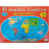 6 Quebra Cabeças Geográficos Brinquedos Coluna Puzzle Antigo