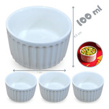 6 Ramequin 100ml Porcelana Branco Suflê Pure Escondidinho Frisado Sem Desenho