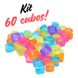60 Cubos De Gelo Artificial Reutilizável Coloridos Quadrado