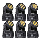 6x Moving Head Wash 7 Led Rgbw 12w Quadriled Dmx Dj Festa