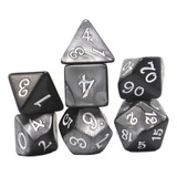 7 Peças D4-d20 Dados Festa Brinquedos Jogo De Preto