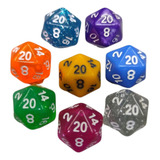  8 Peças D20, Dados De Rpg, Cores Variadas Peças Novas
