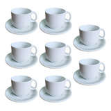 8 Xícaras De Cafe 200ml Porcelana Empilhável Hotel Branca