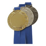 80 Medalhas Centro Liso 5cm De Metal Crespar Ouro E Prata