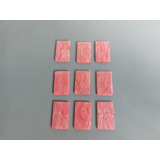 9 Antigas Fichas Rosas De Galalite / Baquelite Peroladas 