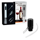 Abridor De Vinho Elétrico Pilhas 4 Peças E Aerador Decanter 