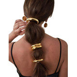 Acessório De Cabelo Presilha Elastico Dourado Blogueira Moda