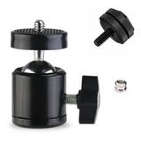 Adaptador Ballhead Com Sapata 1/4 Ou 3/8 P/ Tripés Camêras
