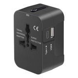 Adaptador Tomada Universal Com Usb E Usb-c Viagem 150 Países 110v/220v