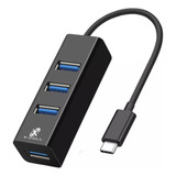 Adaptador Usb C Tipo C 3.0 Hub 3.0 4 Portas Usb Teclado Mous Cor Preto