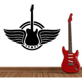 Adesivo De Parede Guitarra Com Asas - Extra Grande 68x55cm