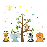 Adesivo De Parede Infantil Árvore Safari Espátula Grátis