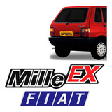 Adesivo Emblema Kit Mille Ex + Fiat Para Fiat Uno Resinado