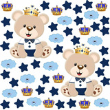 Adesivo Papel De Parede Infantil Urso Realeza Coroa Baby