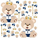 Adesivo Papel De Parede Infantil Urso Realeza Coroa Baby