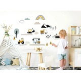 Adesivo Parede Decorativo Infantil Carrinho Trator Veiculos 