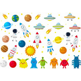Adesivo Parede Infantil Planetas Universo Espaço - Mv513 Cor Colorido