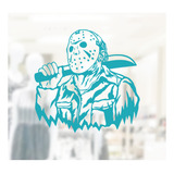 Adesivo Vitrine Halloween Azul Facão Jason