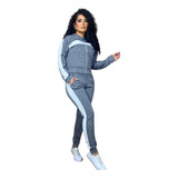 Agasalho Feminino Em Malha Crepe. Com Capuz E Zíper